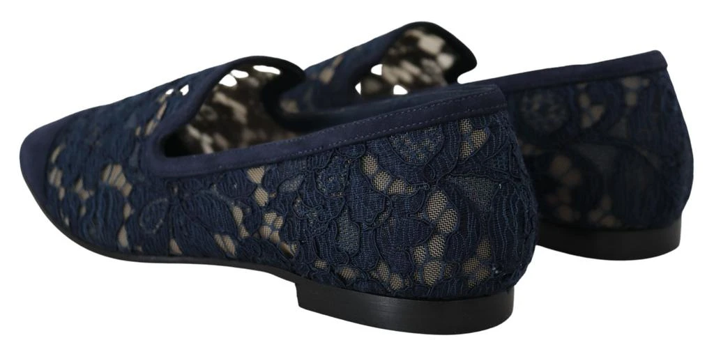 Dolce & Gabbana Dolce & Gabbana Blue Floral Lace Slip Ons Loafers Flats Shoes 3