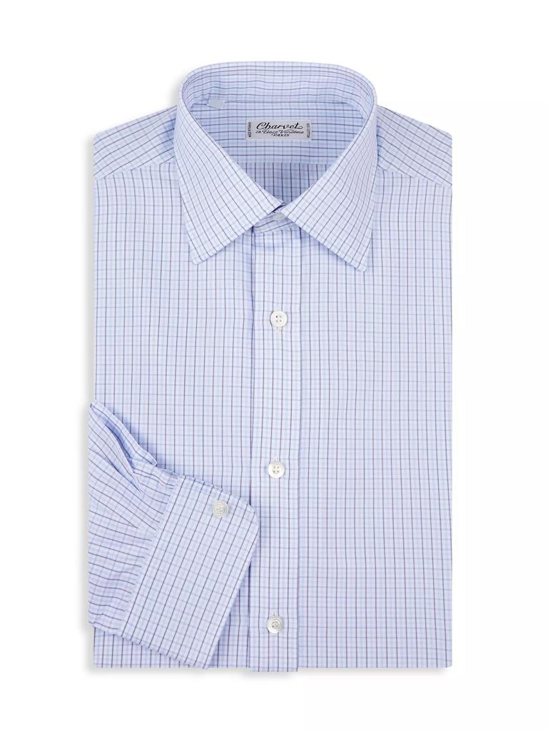 Charvet Plaid Grid Cotton Dress Shirt