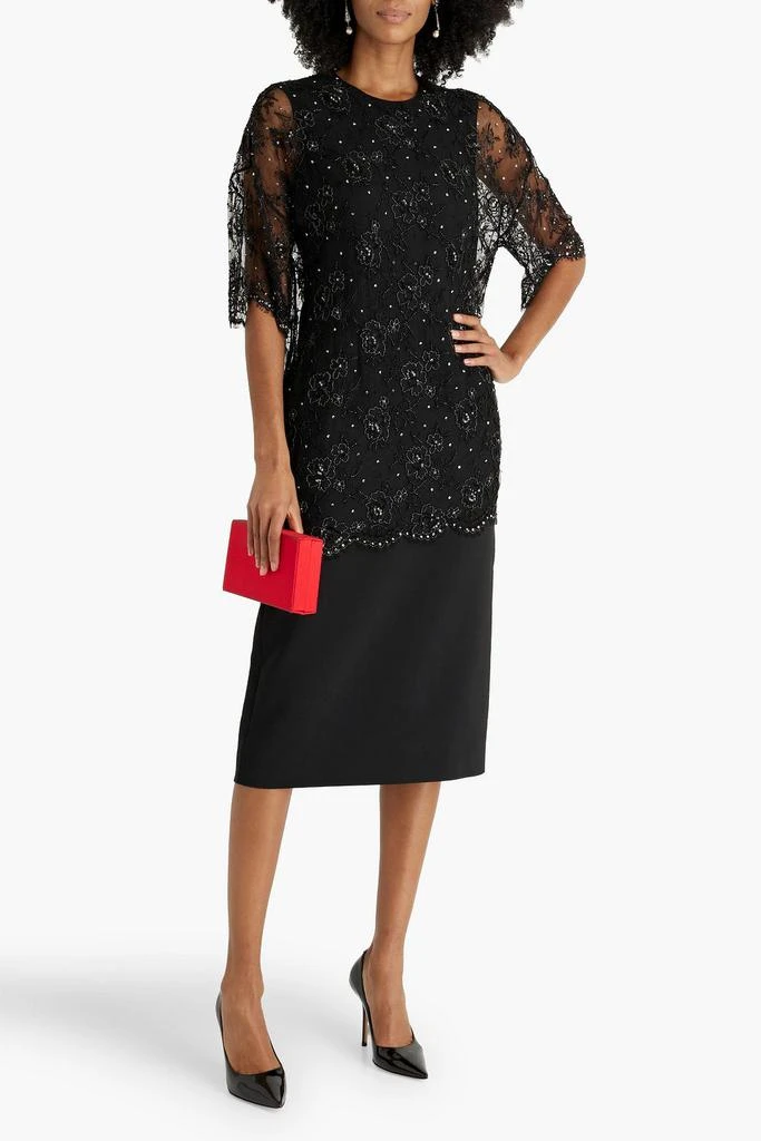 Valentino Embellished wool-blend crepe midi dress 2