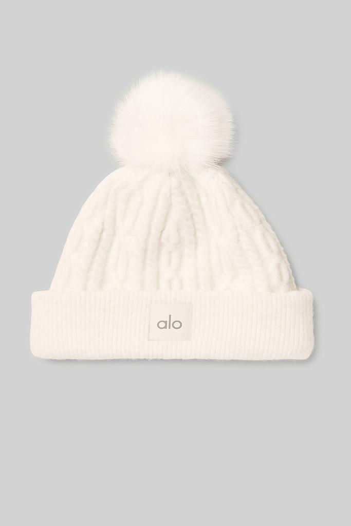 Alo ノータブルビーニー　lvory Alo Cable Knit Beanie - Ivory - Hats - Free Shipping - BeyondStyle