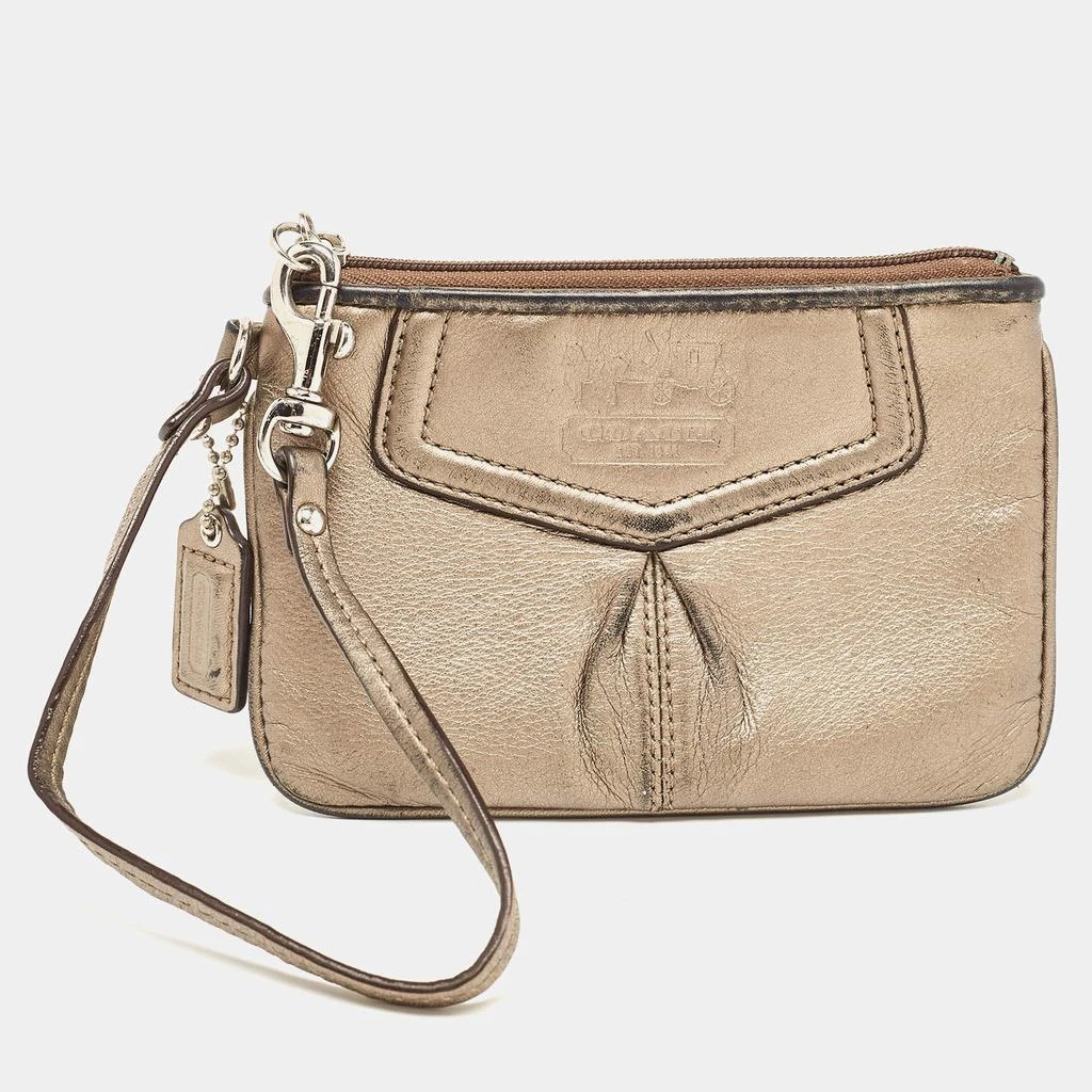 Coach Coach Metallic Leather Zip Wristlet Clutch 1