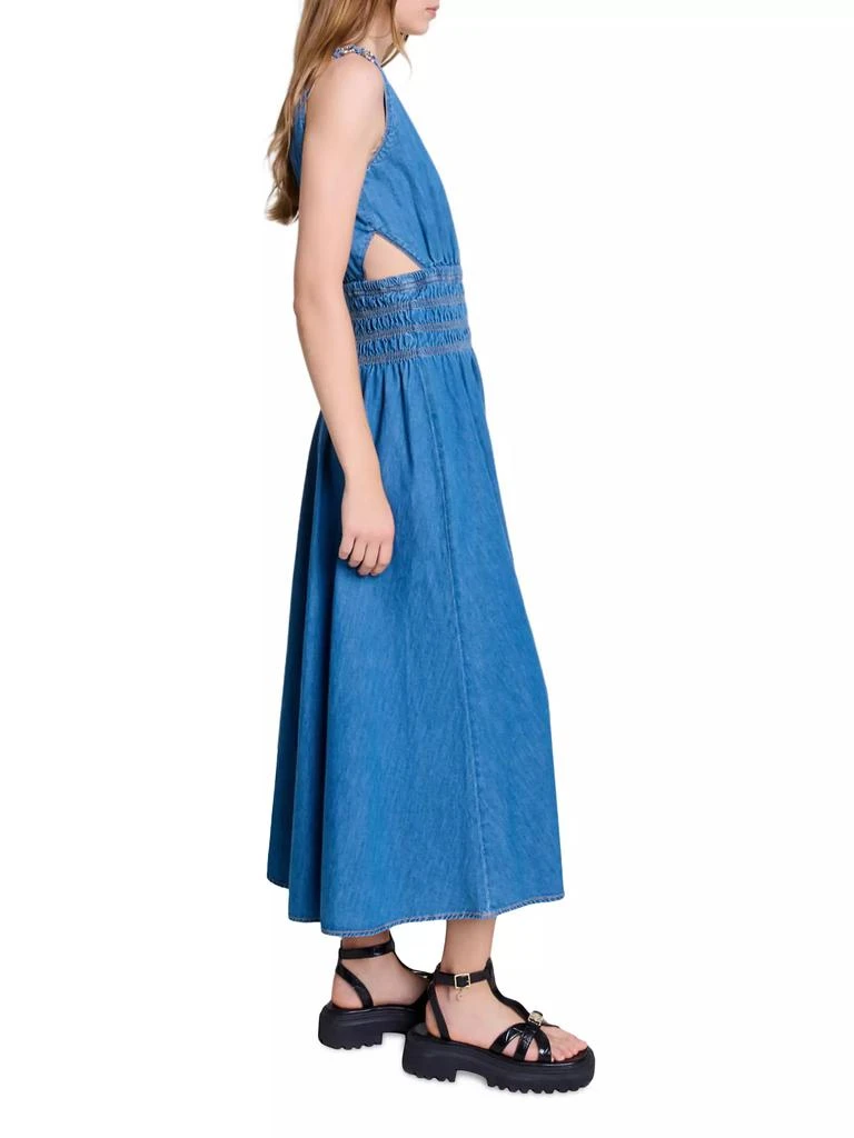 Maje Cutaway Denim Midi Dress 3