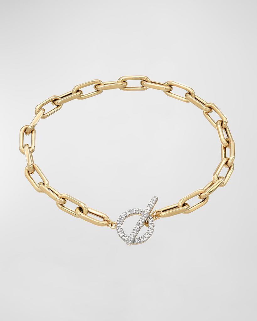 Zoe Lev 14k Gold Open-Link Chain Bracelet w/ Diamond Toggle