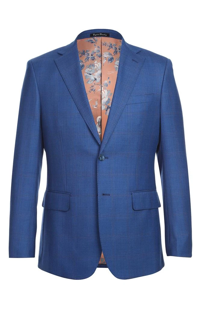 English Laundry Plaid Trim Fit Wool Blend Two-Piece Suit 5
