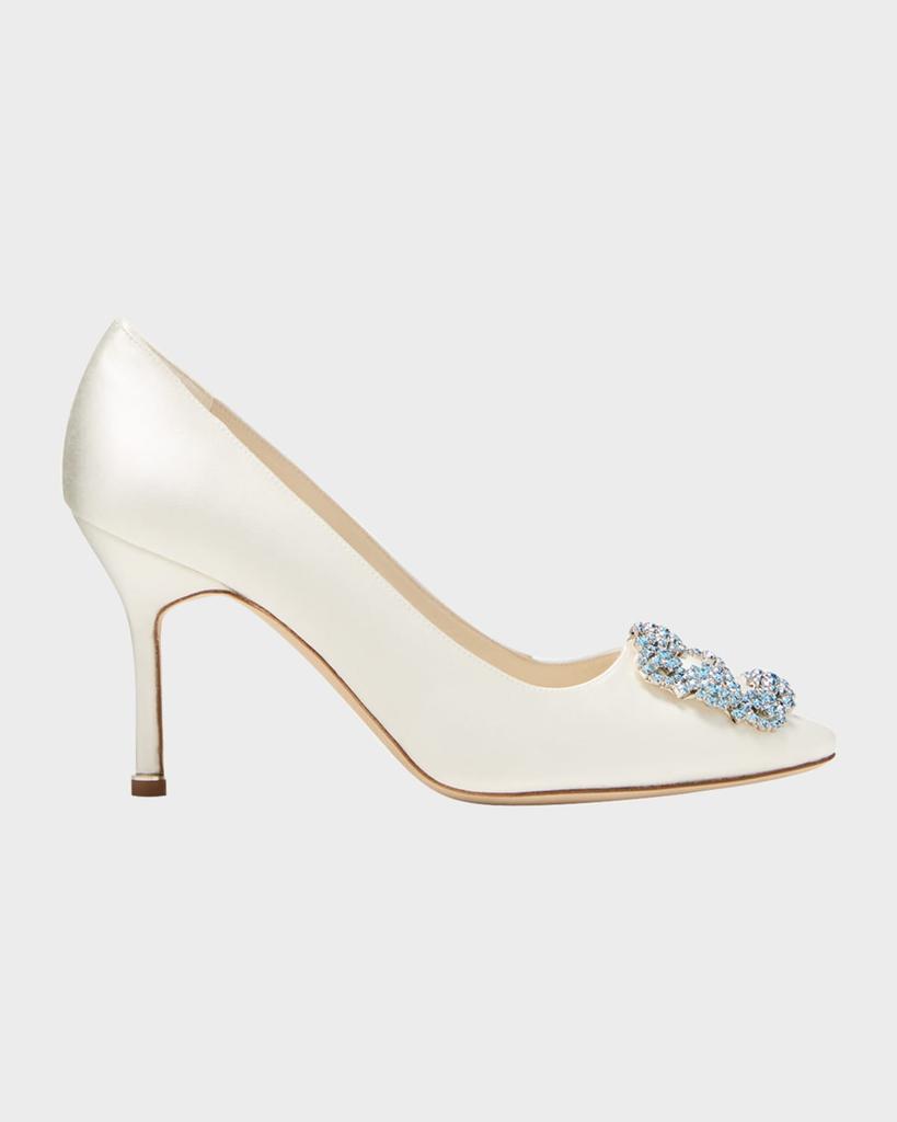 Manolo Blahnik Hangisi Satin Buckle Pumps