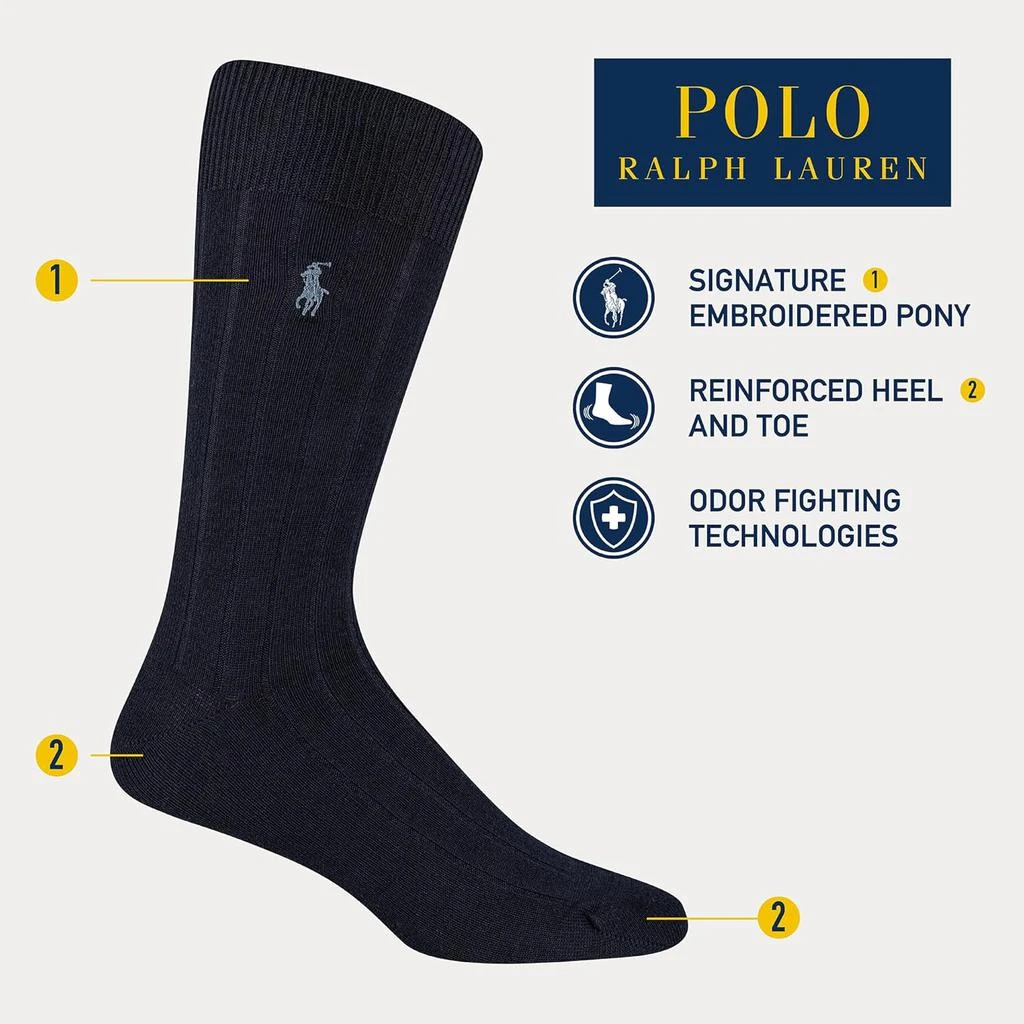 Ralph Lauren Polo Ralph Lauren Men
s Rib Crew Sock 3 Pair Pack, Black, Mens Shoe Size 6-12 4
