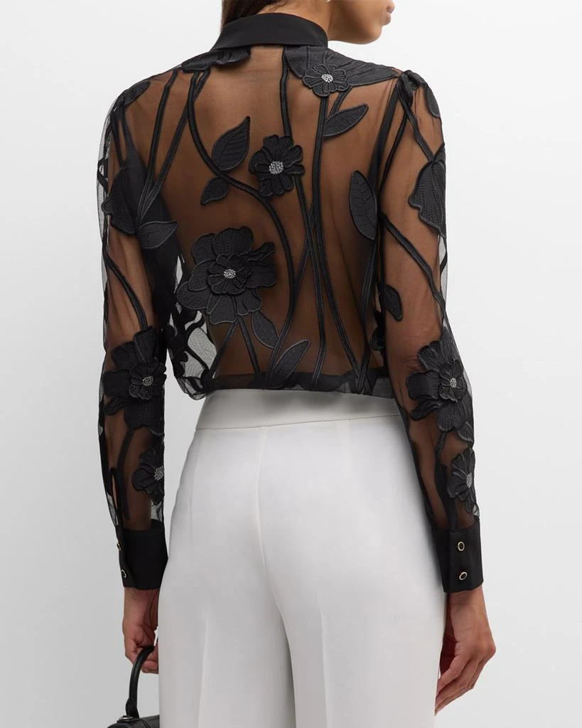 Milly Ashton Sheer Floral-Embroidered Top 3