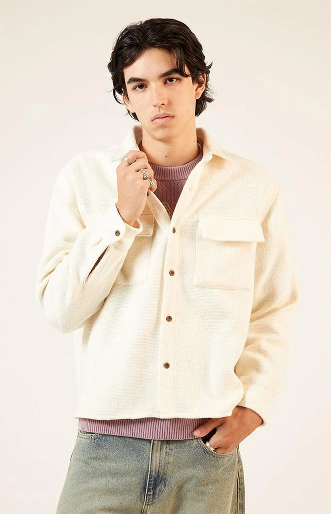 PacSun Cream Tweed Overshirt 1
