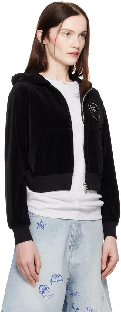 Bape Black Crystal Stone Ape Head Velour Hoodie 2