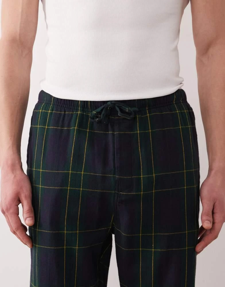 Gant GANT flannel check pajama pants in green and navy 3