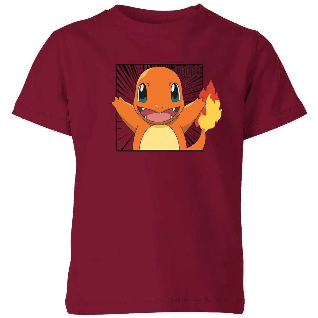 Original Hero Pokémon Pokédex Charmander #0004 Kids' T-Shirt - Burgundy 1