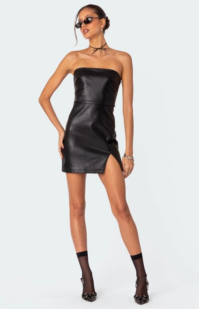 Edikted Moon Sign Faux Leather Mini Dress 2