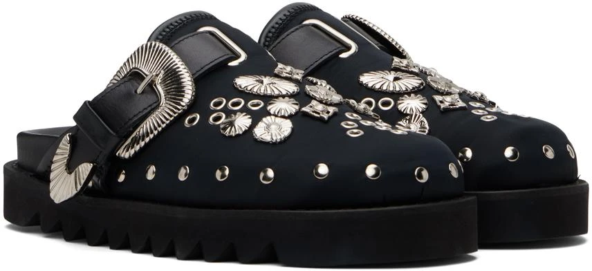 Toga Pulla SSENSE Exclusive Black Eyelet Metal Sabot Loafers 4