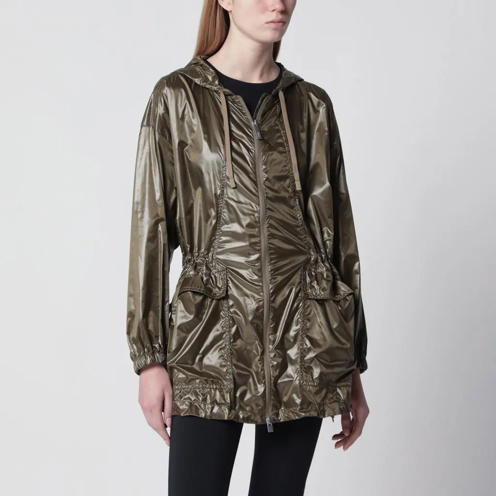 Herno Olive green shiny nylon parka