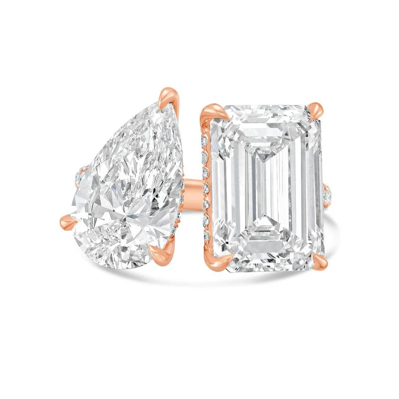 Diana M Jewels 14KT ROSE GOLD 2 STONE LAB GROWN DIAMOND FASHION RING WEIGHING 4.00 CTS TW