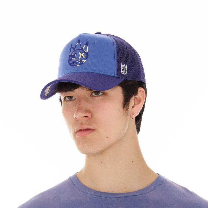 Cult Of Individuality Clean Logo Mesh Back Trucker Curved Visor Cap In Vintage Purple ONE 2