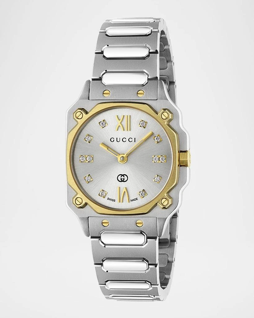 Gucci Two-Tone Stainless Steel G-Flat 24mm Bracelet Watch with Diamonds 1