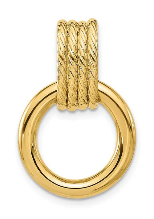 Belk & Co. Co. 14K Yellow Gold Polished And Textured Circle Pendant 1