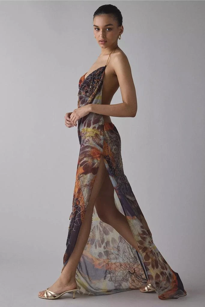 chinese dress ladies Jaded London Sea Ripple Print Mesh Backless Dress – Dolls Kill main image 1