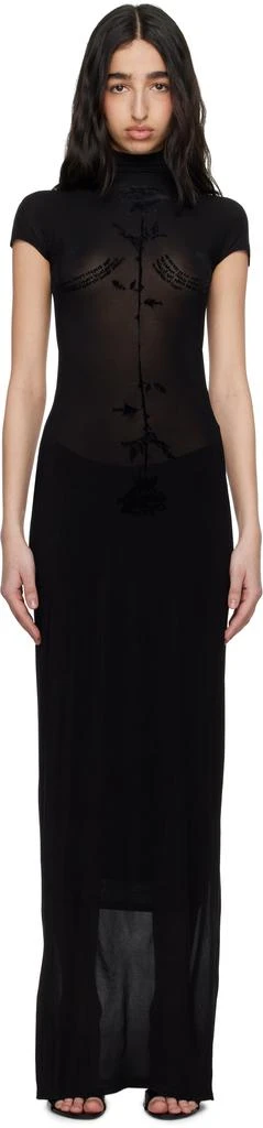 Jean Paul Gaultier Black Light Viscose Jersey Sleeveless Maxi Dress 1