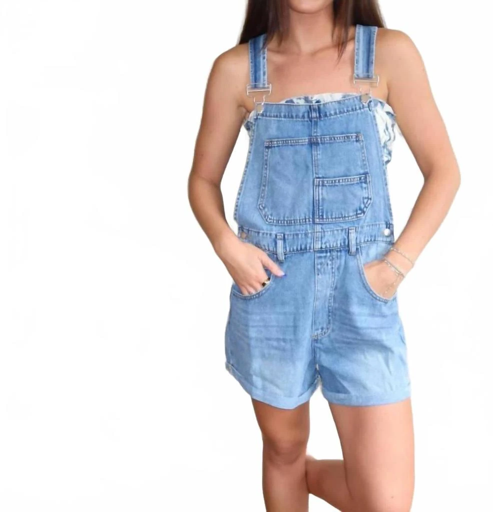 BUCKETLIST Front Bib Pocket Denim Overalls In Blue 1