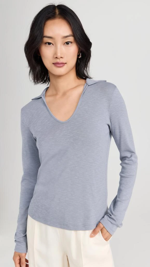 Vince Long Sleeve Open Neck Polo 1