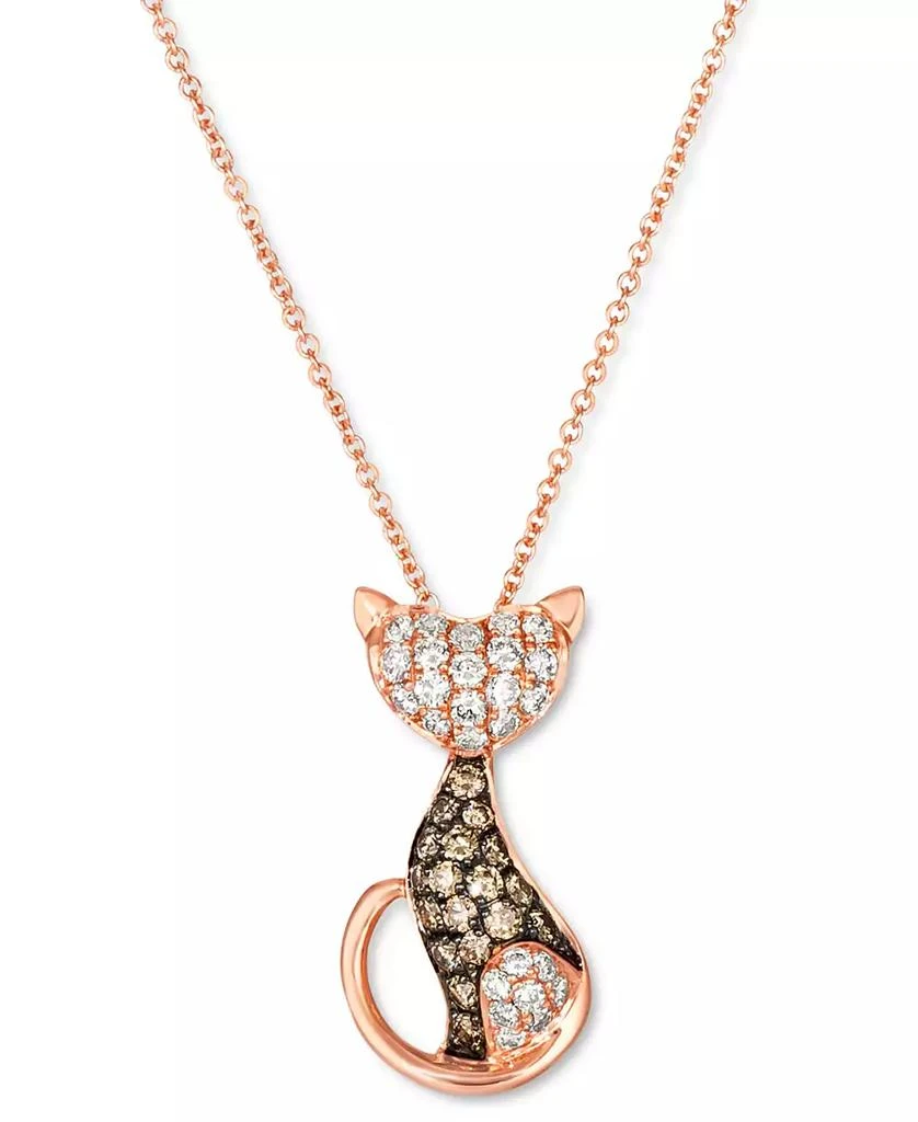 Le Vian Nude Diamond (1/3 ct. t.w.) 
Chocolate Diamond (1/4 ct. t.w.) Cat Necklace in 14k Rose Gold, 18" + 2" extender 1