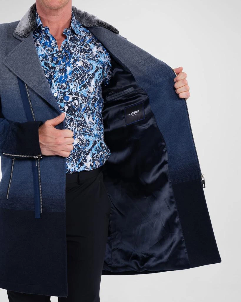 Maceoo Men's Wool & Faux Fur Zip Peacoat 4