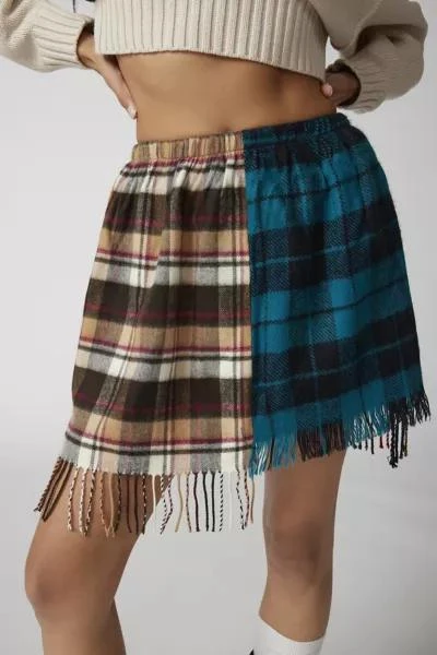 Urban Renewal Urban Renewal Remade Plaid Scarf Mini Skirt 3