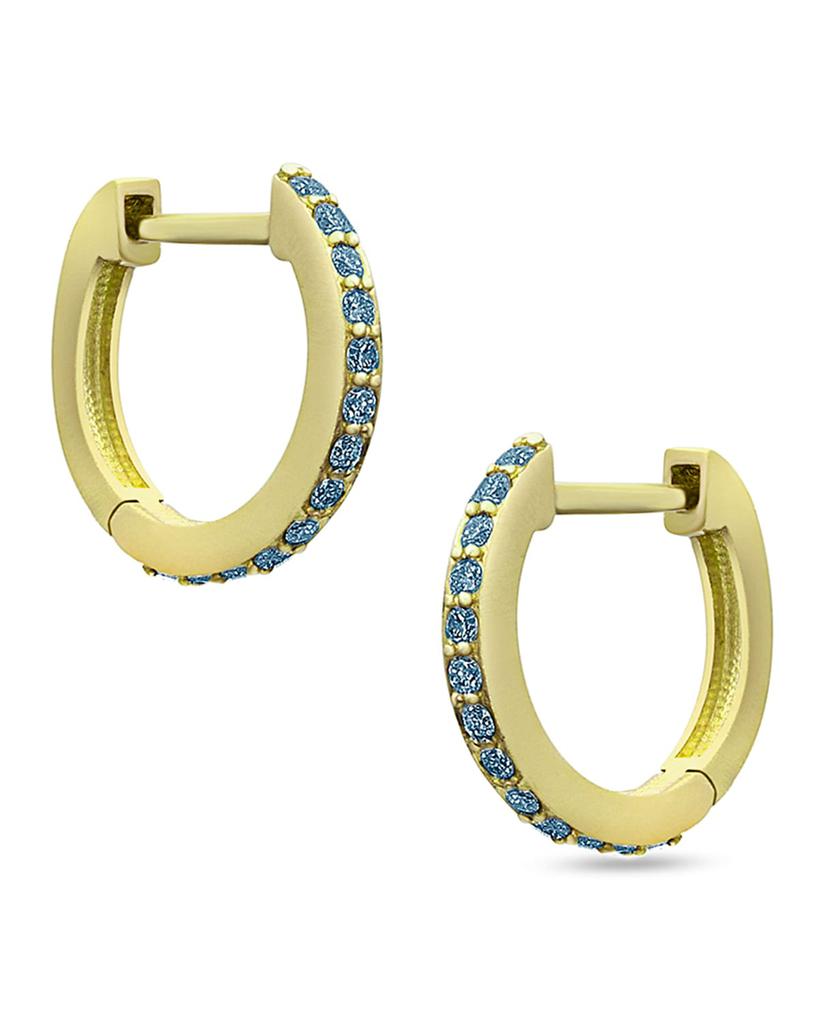 Dominique Cohen 18k Yellow Gold Blue Diamond Huggie Hoop Earrings
