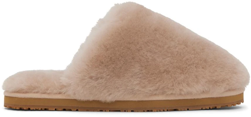 Mou Pink Patch Shearling Slippers 1