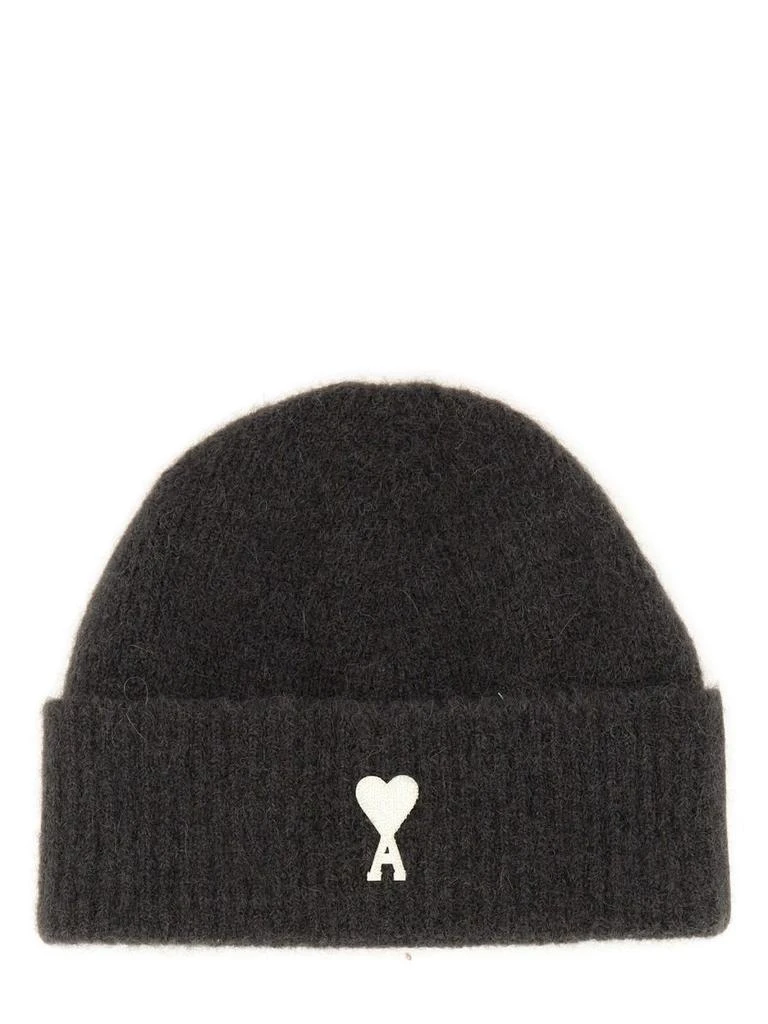 AMI AMI Paris Ami de Coeur Logo-Patch Knitted Beanie 1