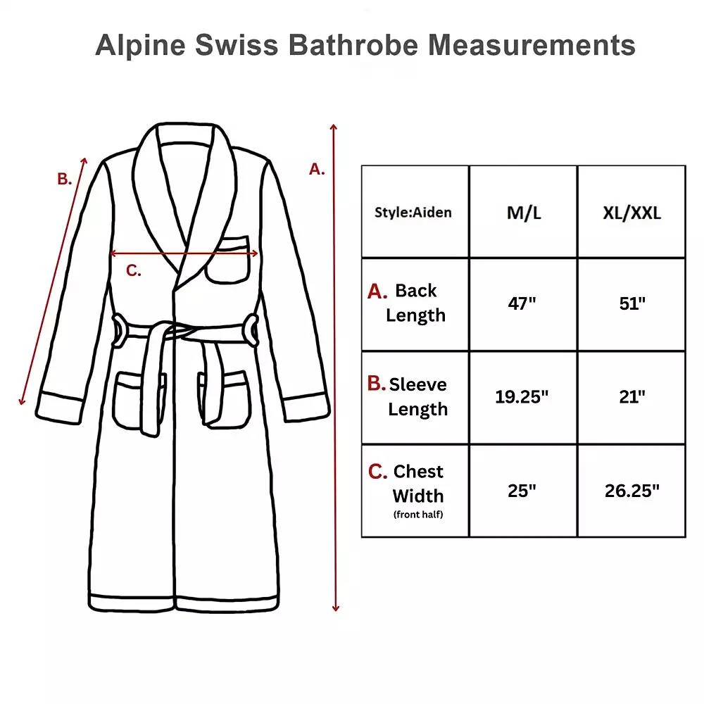 Alpine Swiss Pure Cotton Men Terry Cloth Bathrobe Super Absorbent Hotel Spa Robe 5