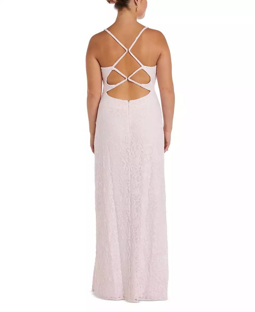 Morgan & Company Juniors' Glitter Lace Slit-Front Dress