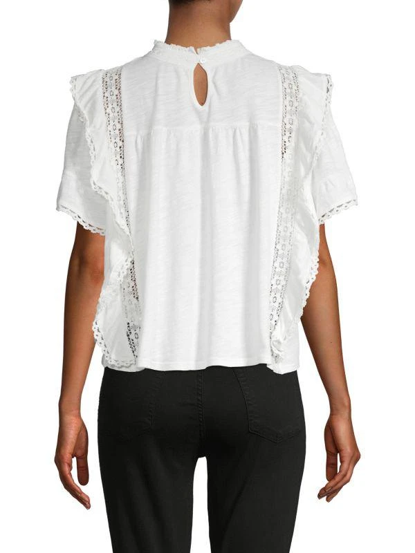 Free People Ruffled Lace-Trimmed Top 2