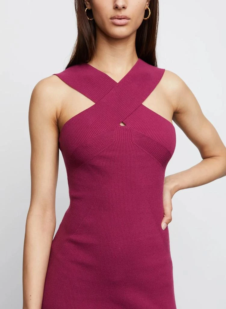 Bailey 44 Edith Sculpted Cold Shoulder Ribbed Knit Dress in Ruby 3