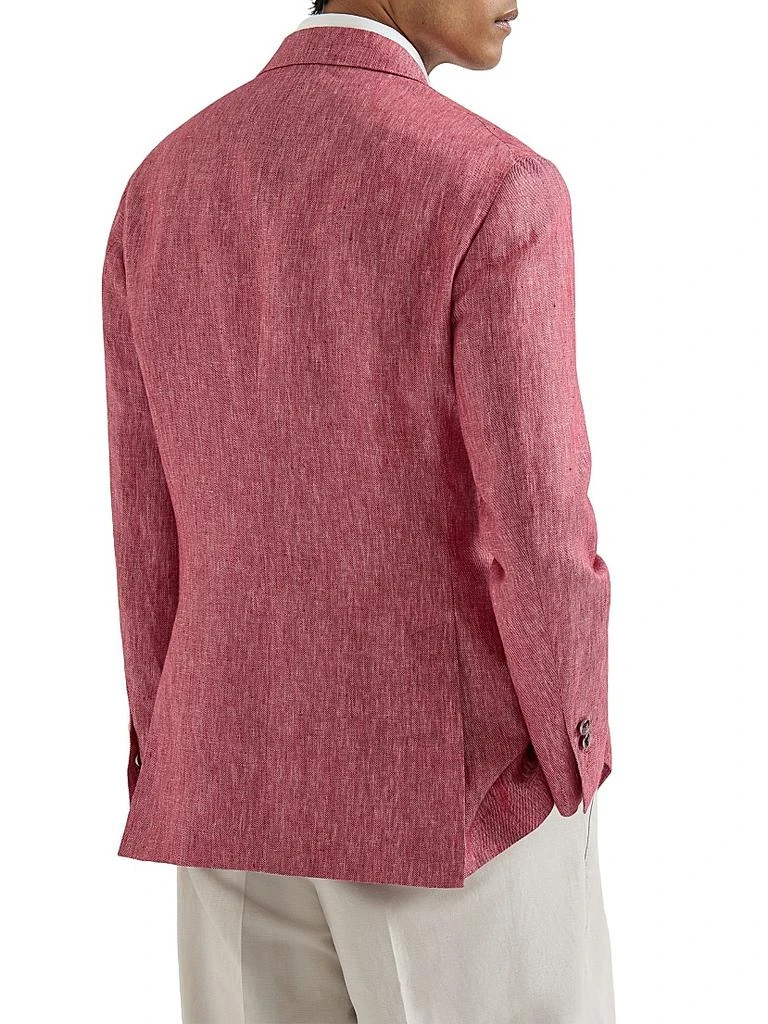 Brunello Cucinelli Linen Denim One and A Half Breasted Deconstructed Blazer with Metal Buttons 3