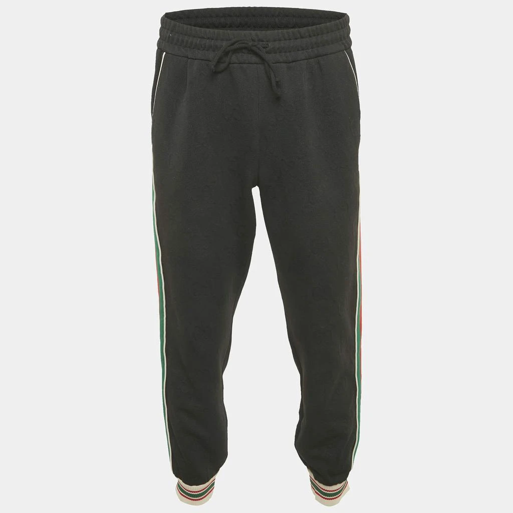 Gucci Gucci Black GG Jacquard Knit Web Trim Jogger Trousers M 1