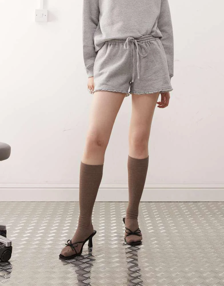 Motel Motel agusta frill hem short co-ord in grey 2