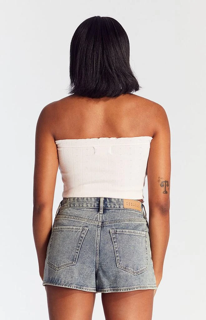 PacSun Dark Indigo Zip Fly High Waisted Denim Festival Shorts 4