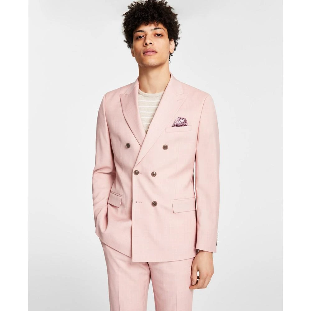 Mens Sharkskin 3 Piece Single Breasted Suit Toast Beige main image 1