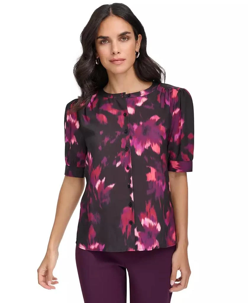 Calvin Klein Women's Short-Sleeve Button-Up Blouse 1