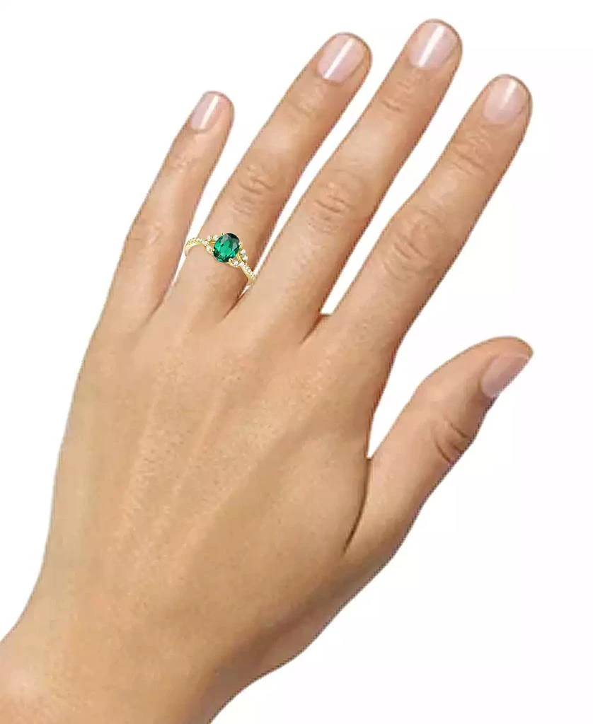 Macy's Lab-Grown Emerald (1 ct. t.w.) & Lab-Grown White Sapphire (1/4 ct. t.w.) Ring in 14k Gold-Plated Sterling Silver 2