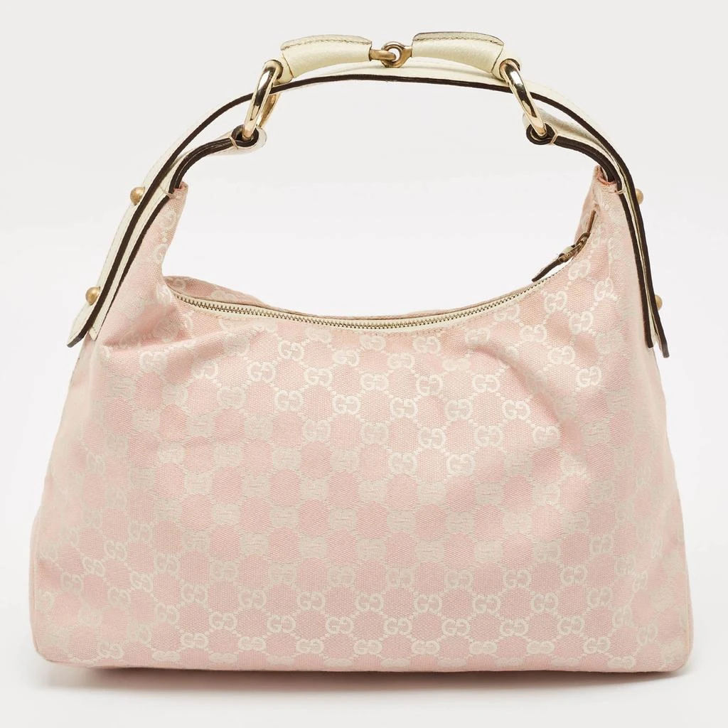 Gucci Gucci Pink/Off White GG Canvas Medium Horsebit Hobo 4