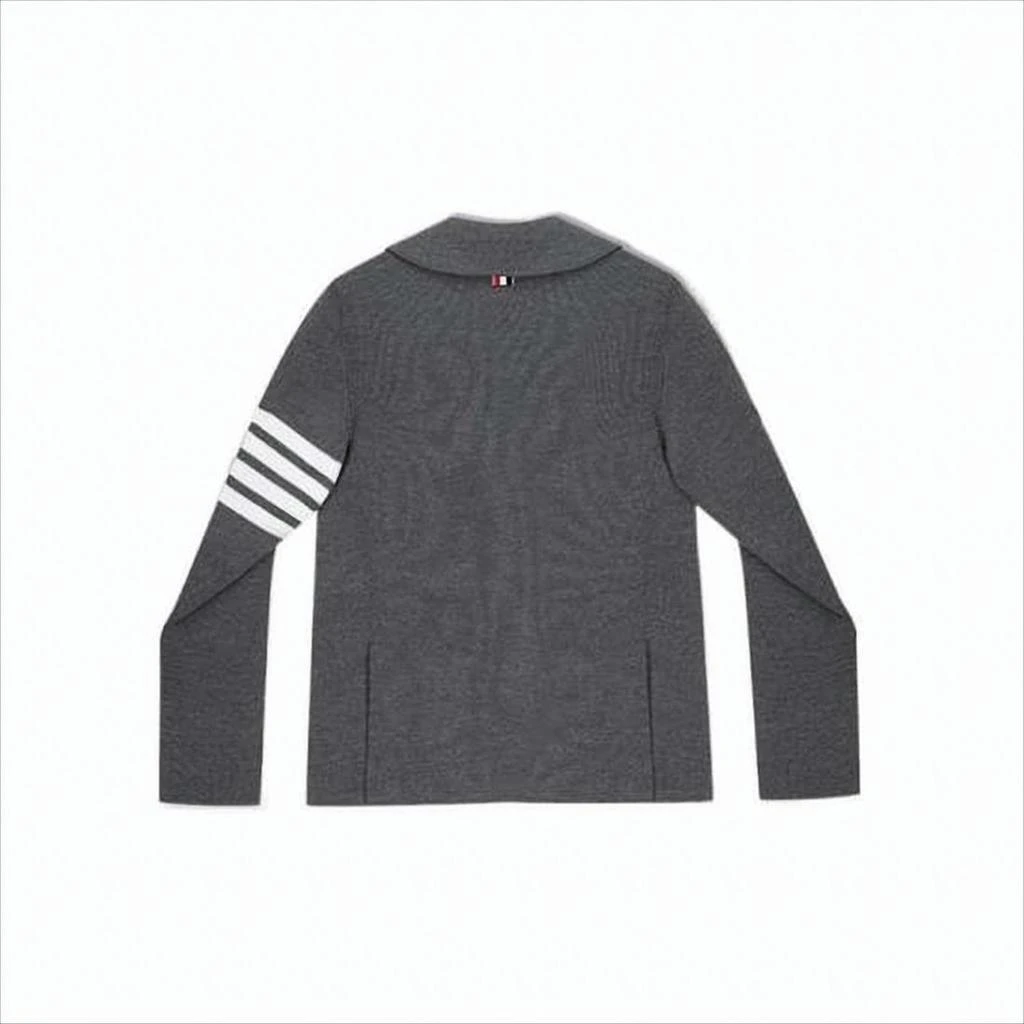Thom Browne Medium Grey Wool Blend Suit Jacket with Striped Sleeve Detail 2