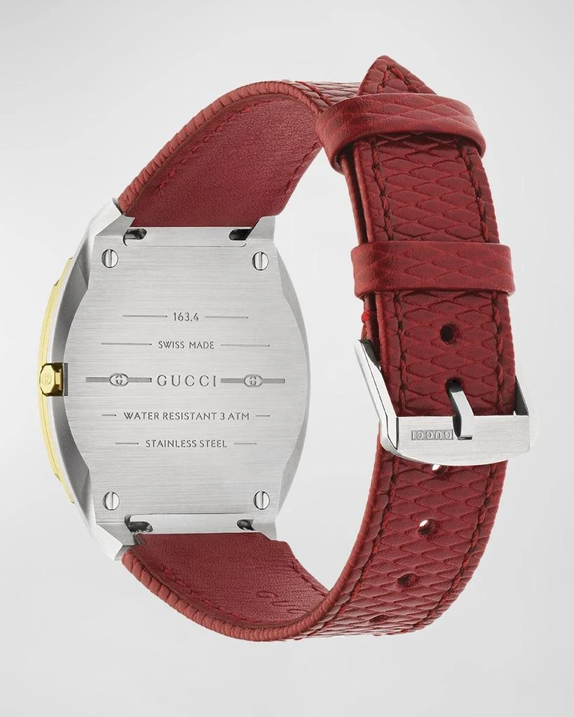 Gucci 34mm 25H Quartz Watch with Leather Strap, Red 4
