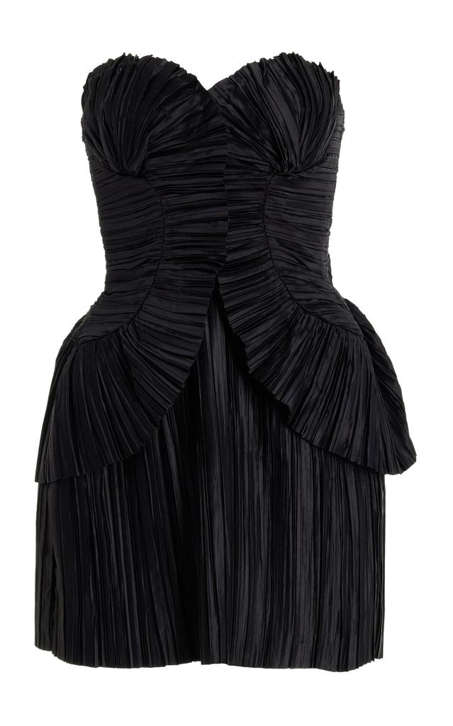 Cult Gaia Cult Gaia - Charlique Strapless Plisse-Satin Mini Dress - Black - US 6 - Moda Operandi