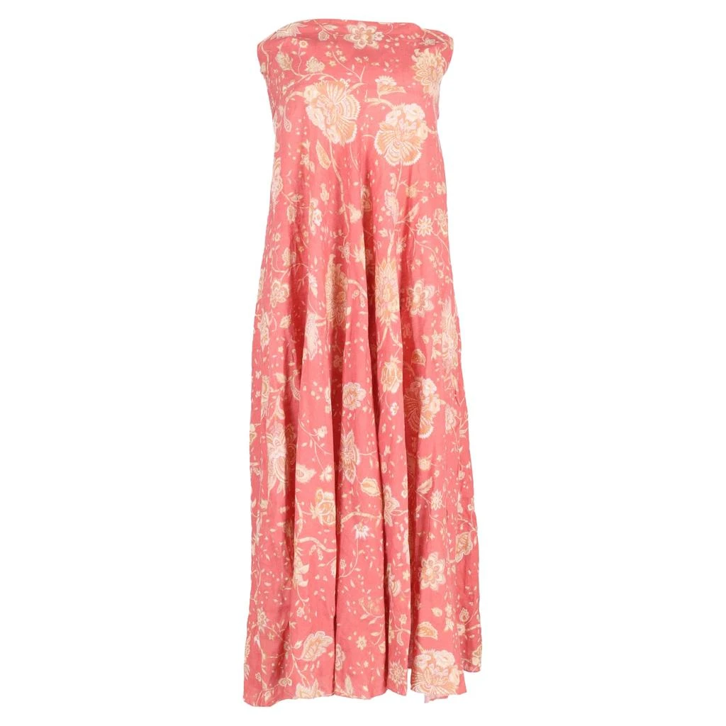 Zimmermann Veneto Floral Strapless Midi Dress in Coral Linen 1