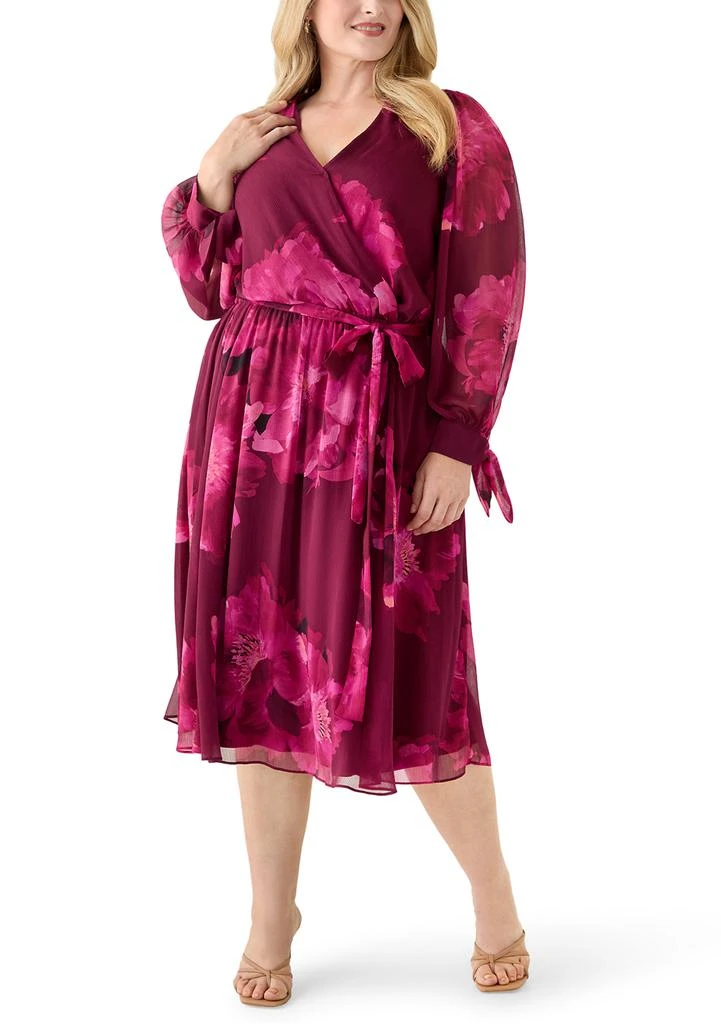 Plus Size Long Sleeve Floral Print Midi Dress  On Sale Now with Up to 60%  Off | Discover Exclusive Deals & Savings at BeyondStyle  Authentic Calvin  Klein Women|Plus Size Clothing|Dresses|Midi
