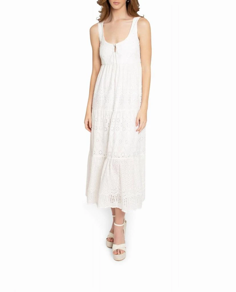 Nicole Miller Embellished Eyelet Maxi Dress In White 1